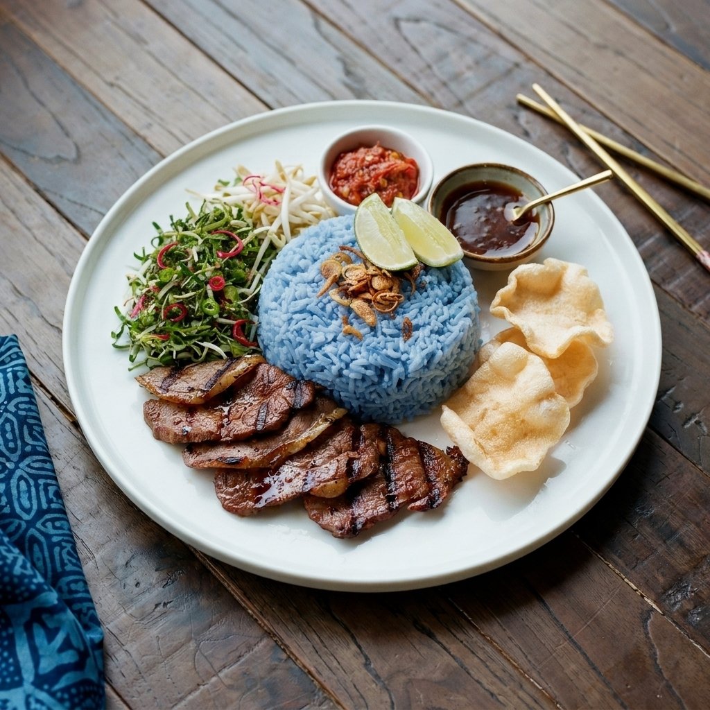 Nasi Kerabu — Daging Bakar (Batang Pinang)