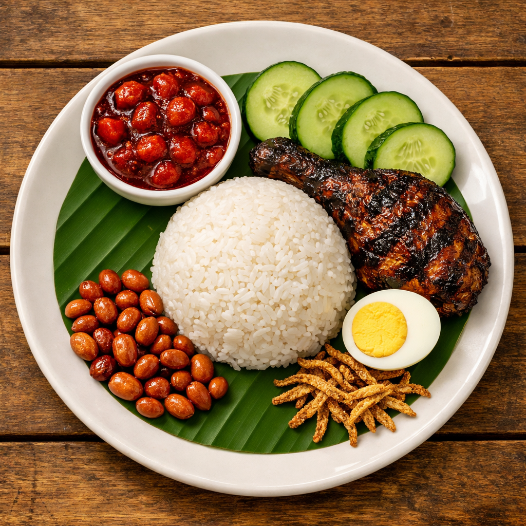 Nasi Lemak Sambal Strawberi — Ayam Bakar / Berempah