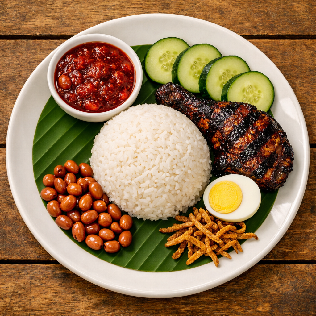 Nasi Lemak Sambal Biasa — Ayam Bakar / Berempah
